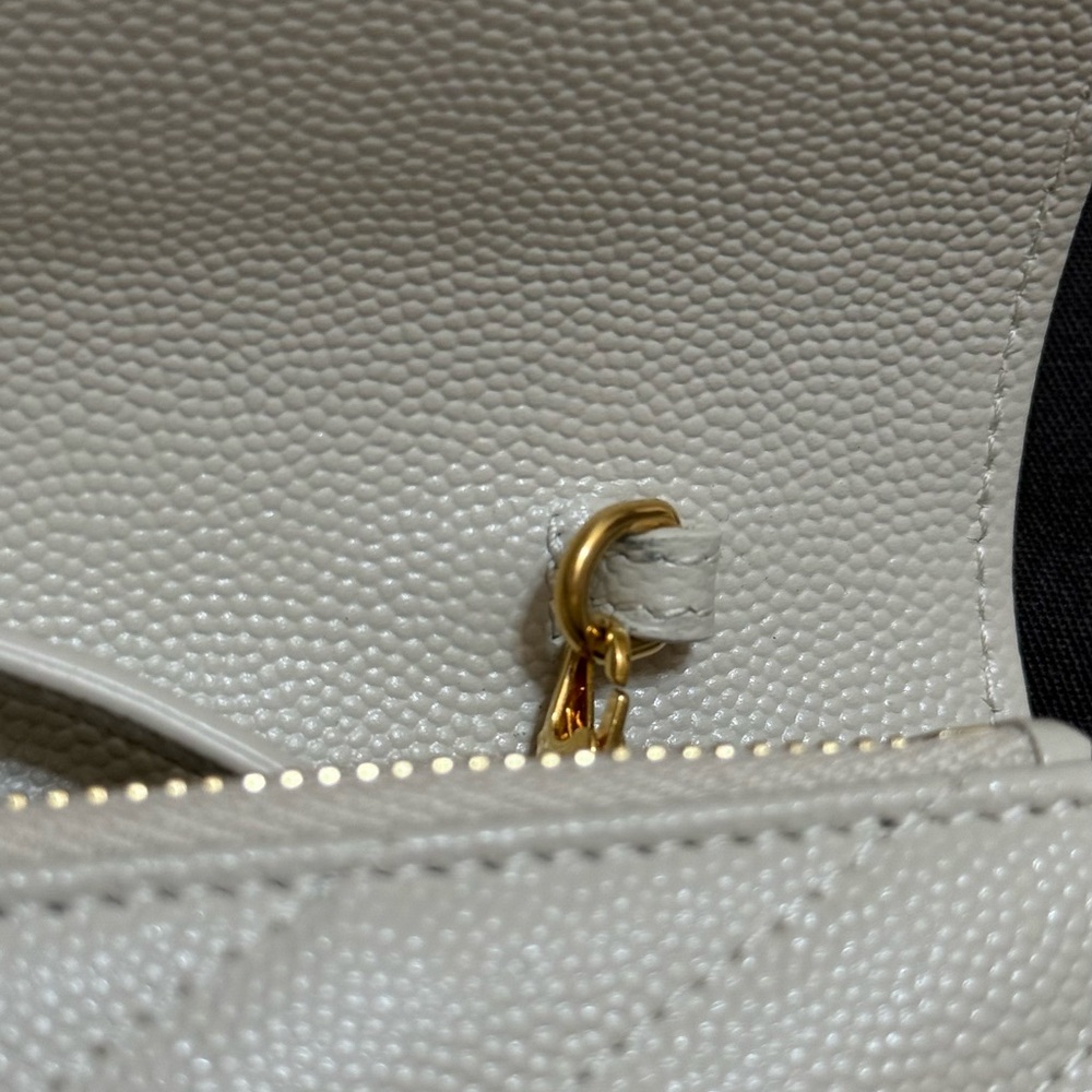 Saint Laurent Cassandre Envelope Chain Wallet WOC Ivory GHW - Picture 12 of 15